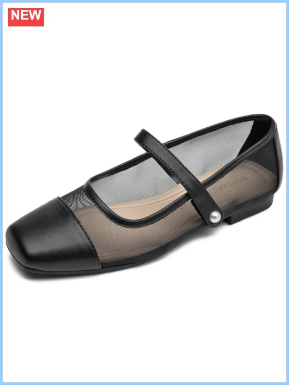 Women's Mary Jane Ballet Flats Closed Toe Mesh Dress Shoes
